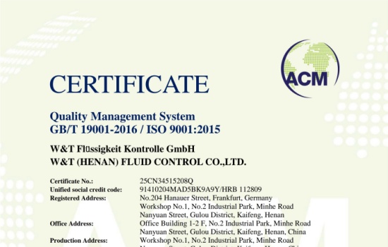 Viti W&T-ISO9001 Quality Management System