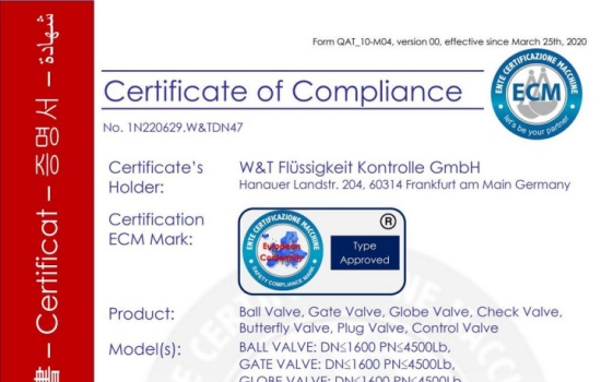 Viti W&T 4500-pound CE certificate