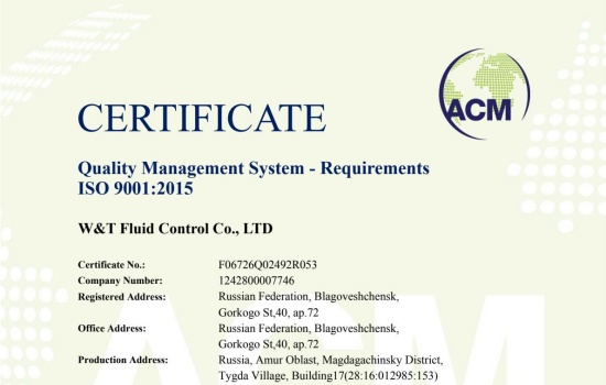 Russian Viti ISO 9001 Quality Management System Certification